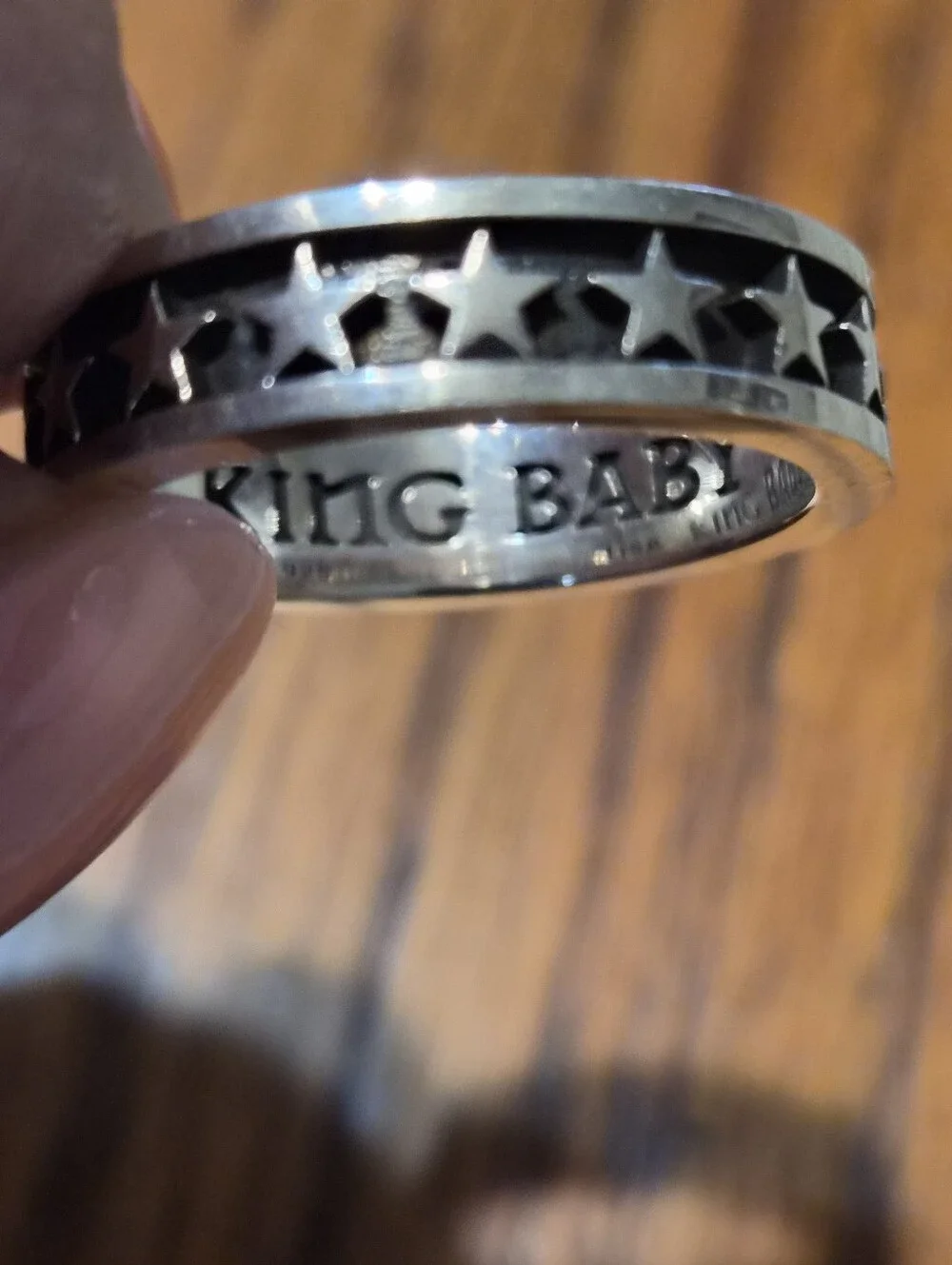 King Baby Studio Sterling Silver stackable Star Band Ring size 10.5